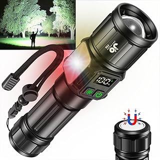 JAY-PARK Flashlights High Lumens, Rechargeable Flashlight 10000 Lumens with Magnetic, Bright Flash Light 9 Modes with 5000...