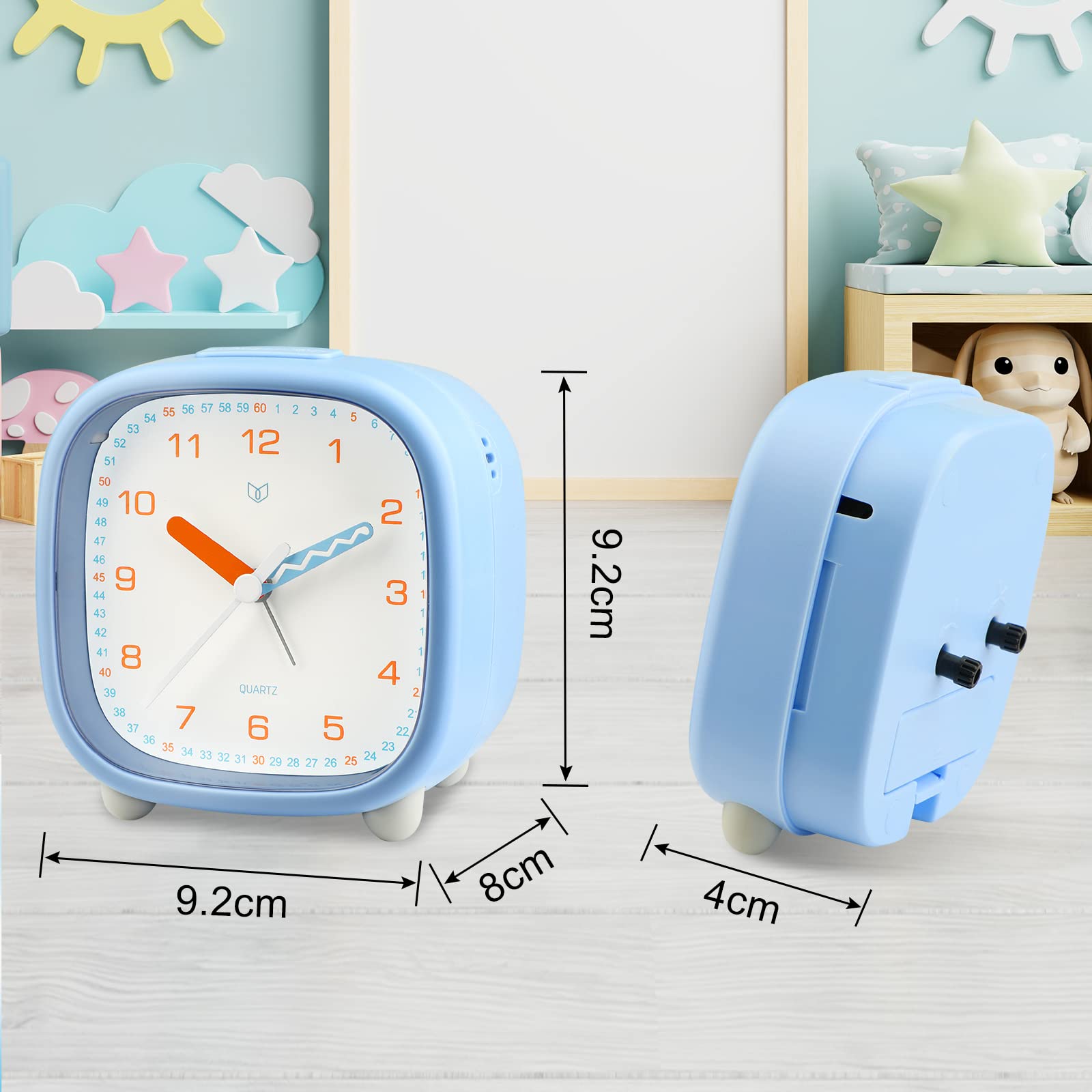 DxxD Sveglia per bambini analogica senza ticchettio con luce