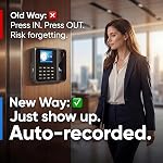 Fingerprint Time Clock for Employees, Time Clock Machine with Keypad, Automatic Hours Calculator, USB Export, Standalone No WiFi