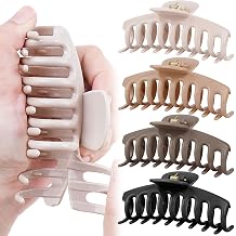 TOCESS Nylon Hair Claw Clips Flexible & Unbreakable Safe Large Neutral Hair Claws for Thick/Thin Hair Women - Strong Hold 4 Pack 4.3 Inch Big Cute Jaw Clips