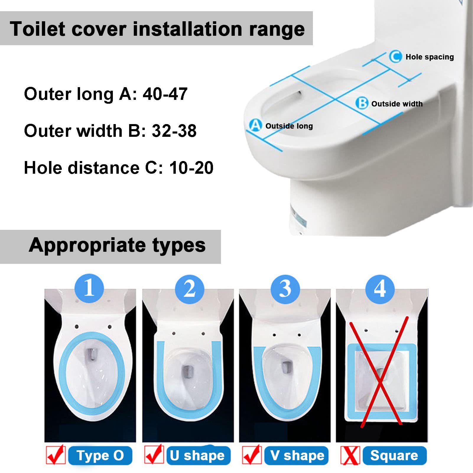 Asiento de inodoro, Asientos de inodoro for inodoros estándar cierre lento(Blue B)
