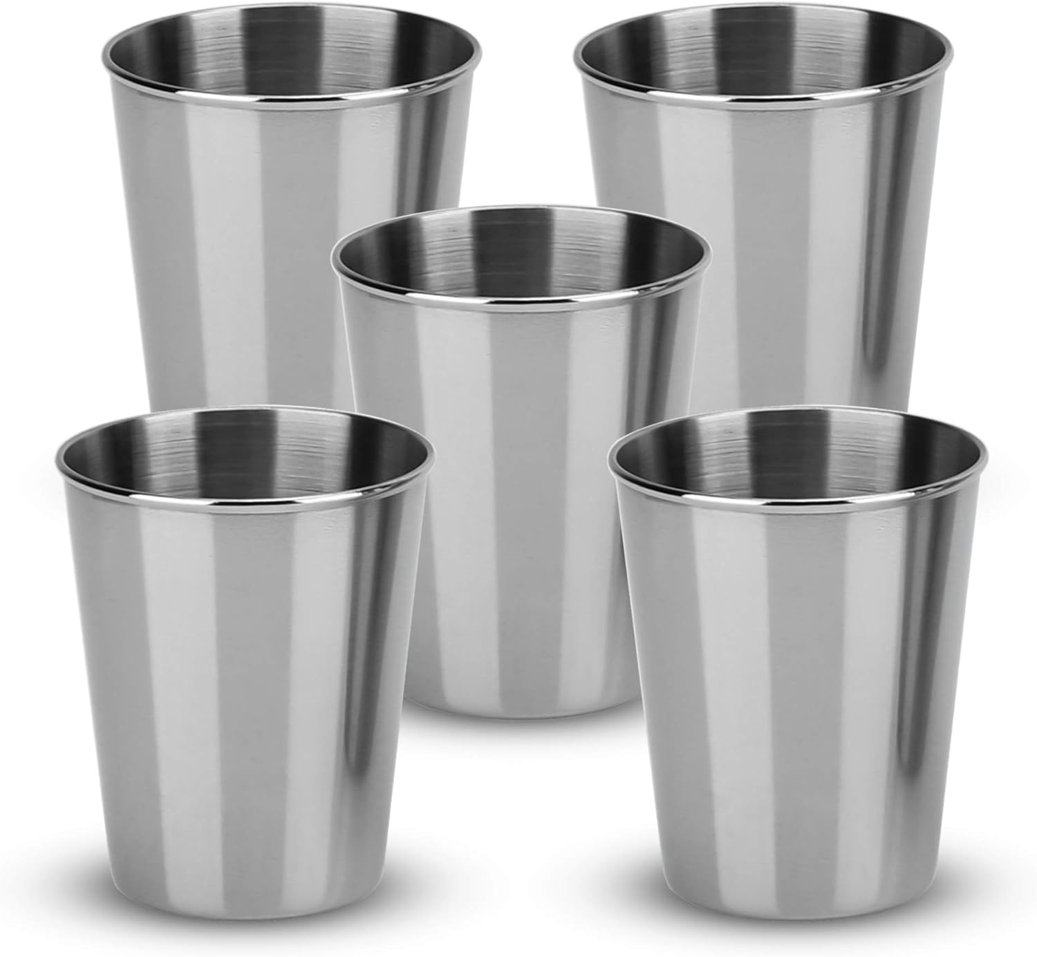 INTIRILIFE 5X Vasos apilables de Acero Inoxidable en 55 ml - Vasos de Metal para Acampar al Aire Libre Vaso de Vidrio Reutilizable sin plástico, Apto para niños