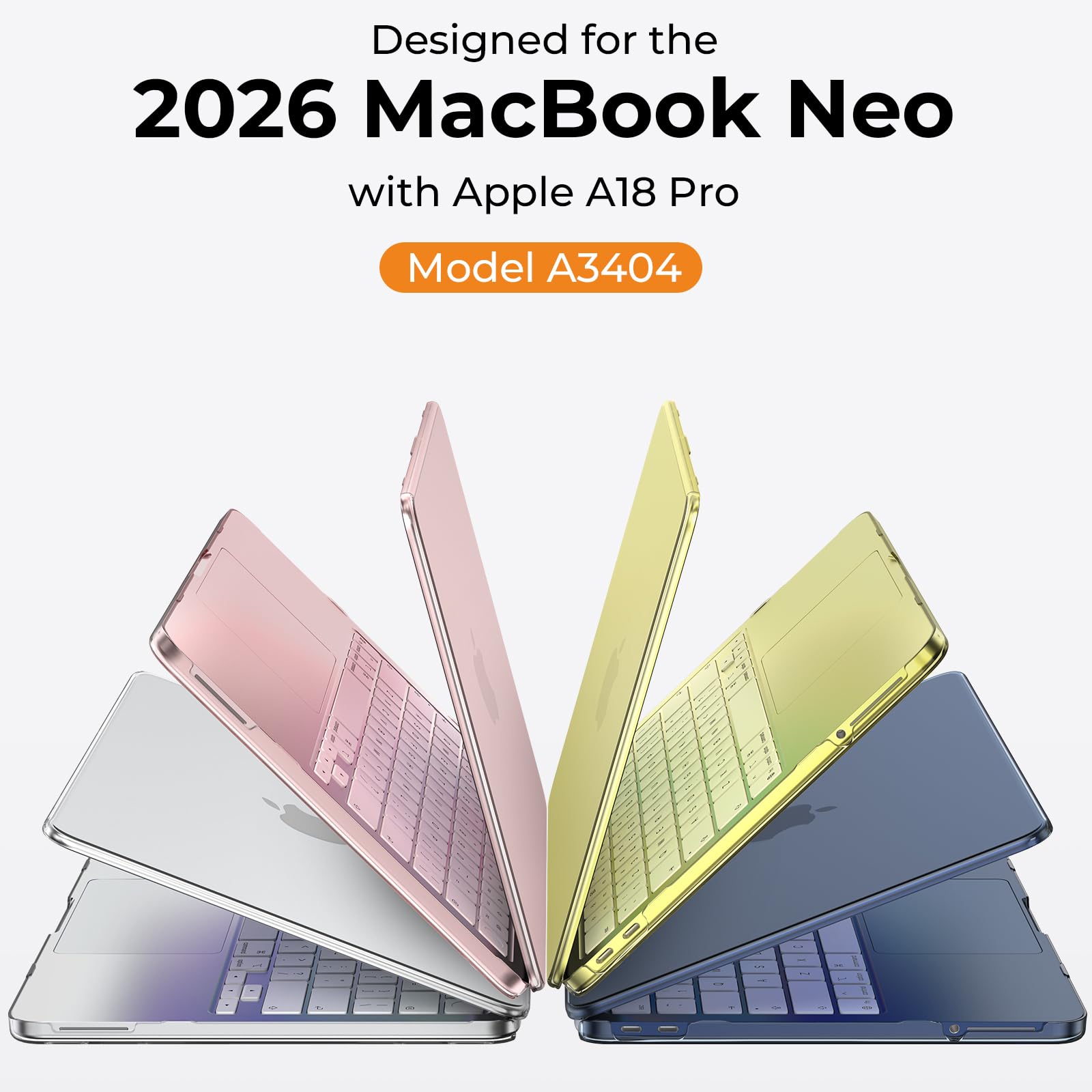 EooCoo for MacBook Neo Case 13 inch 2026 Model A3404 with A18 Pro chip, Lightweight Scratch Resistant Sturdy Hard Shell Protective Case Cover Laptop Accessories, Crystal Clear - 4