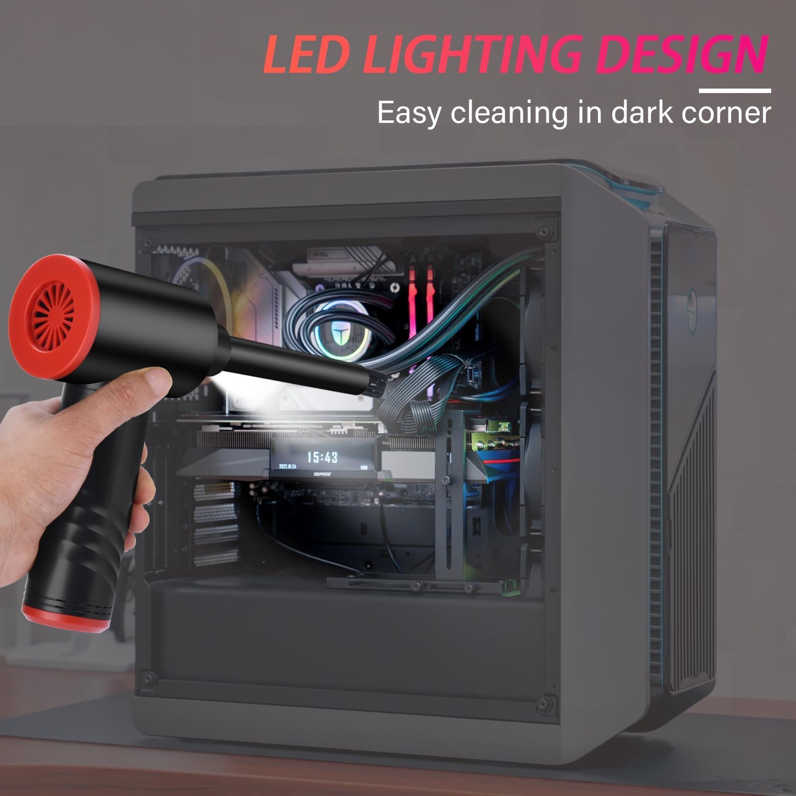 Staubgebläse Air Duster Elektrische Druckluft Mini Gebläse 3-Gang Cordless Einstellbar für PC Reinigung