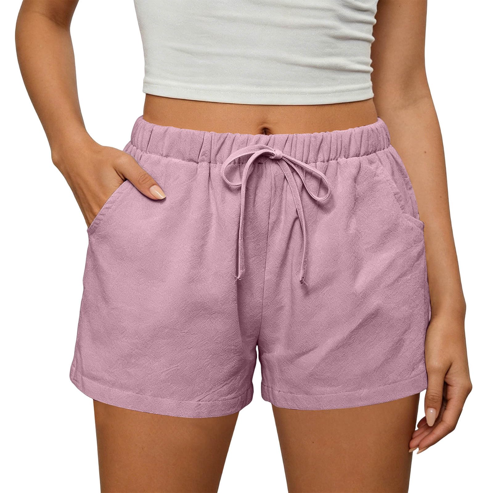 Beach Shorts for Women Vacation High Waisted Shorts Drawstring Short Pants Summer Comfy Travel Pants with Pockets — view 12