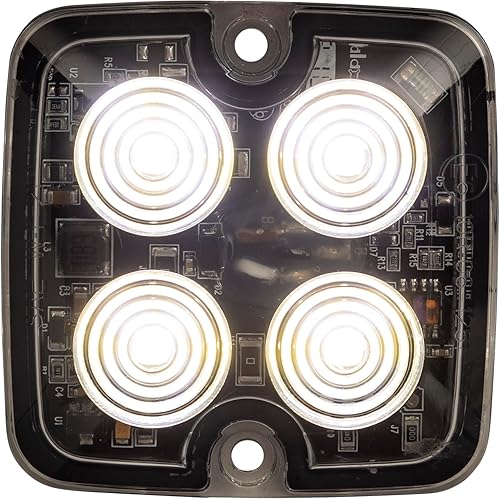 Miniatura 1 de Buyers Products 8892141 Class One - Luz estroboscópica LED cuadrada transparente de perfil bajo, 4 LED brillantes, 18 patrones de flash, IPX7