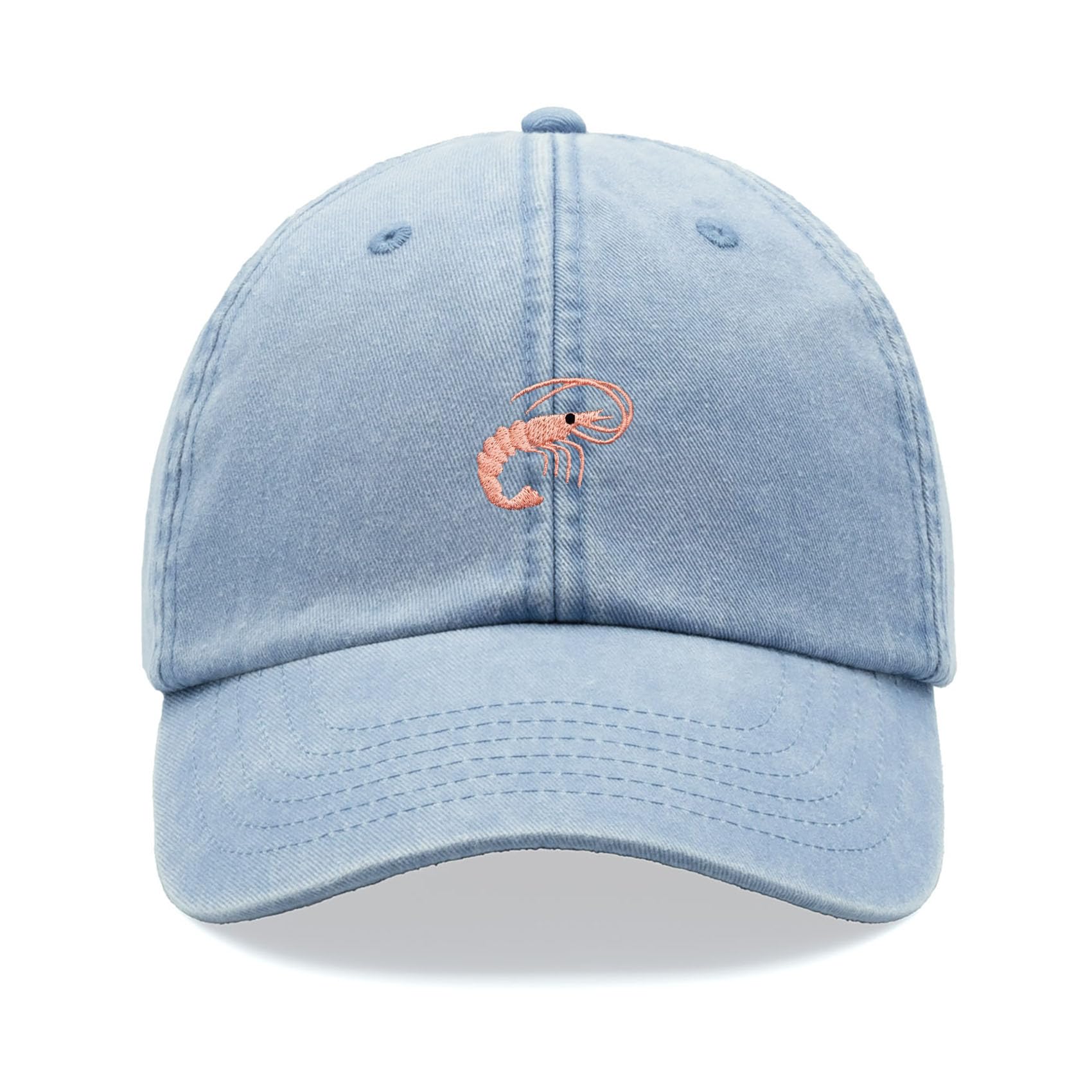 Cap Base Unisex Light Blue Shrimp Baseball Cap Vintage Washed Dad Hat Adjustable