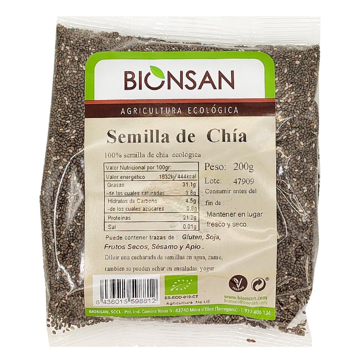 Bionsan Semillas de Chía Ecológicas 200 gr