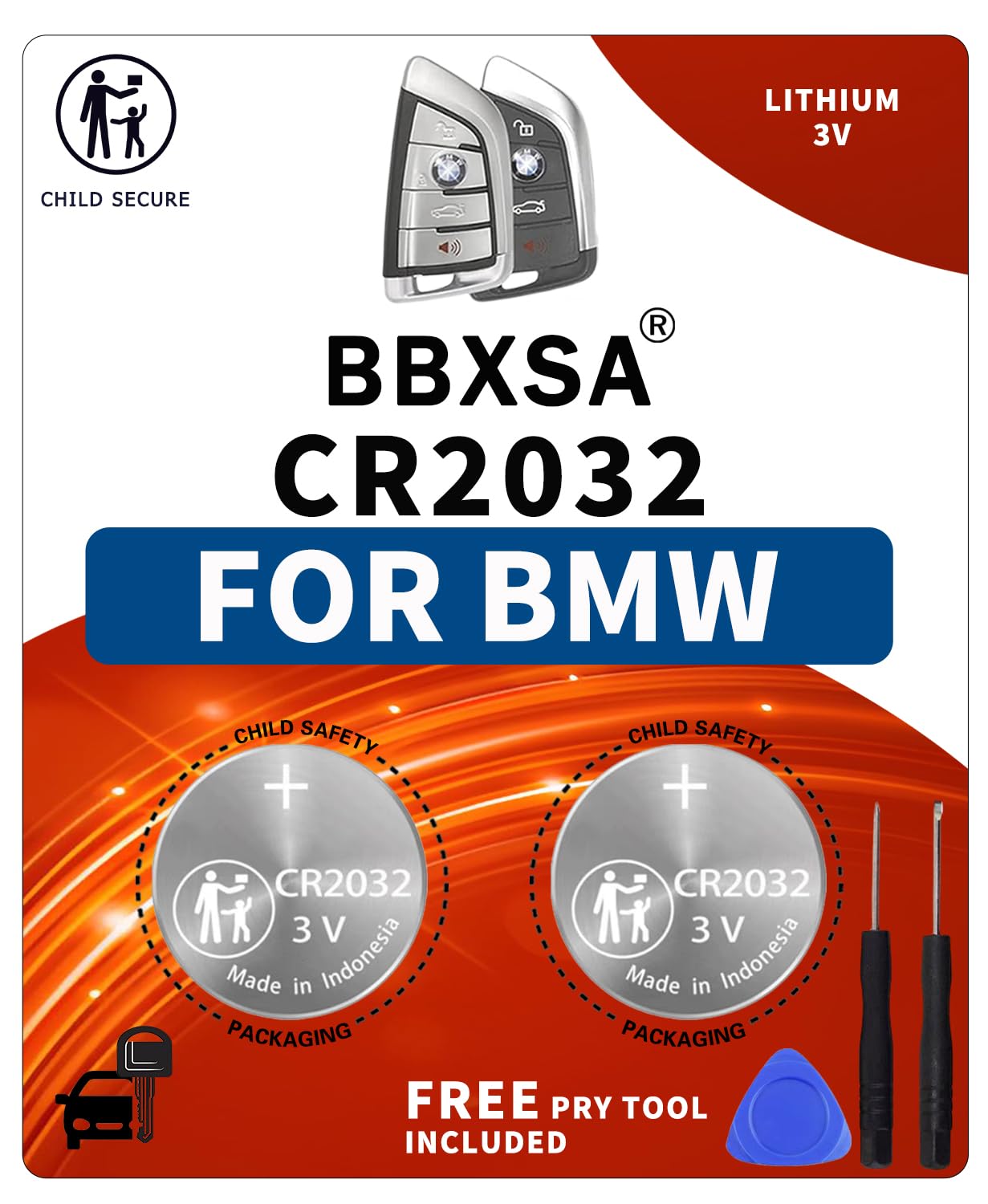 Key Fob Replacement Battery for BMW (1-9 Series X1 X2 X3 X4 X5 X6 X7 XM iX i3 i4 i7 i8 M3 M5 M8) Key Remote (Check Fitment Guide)