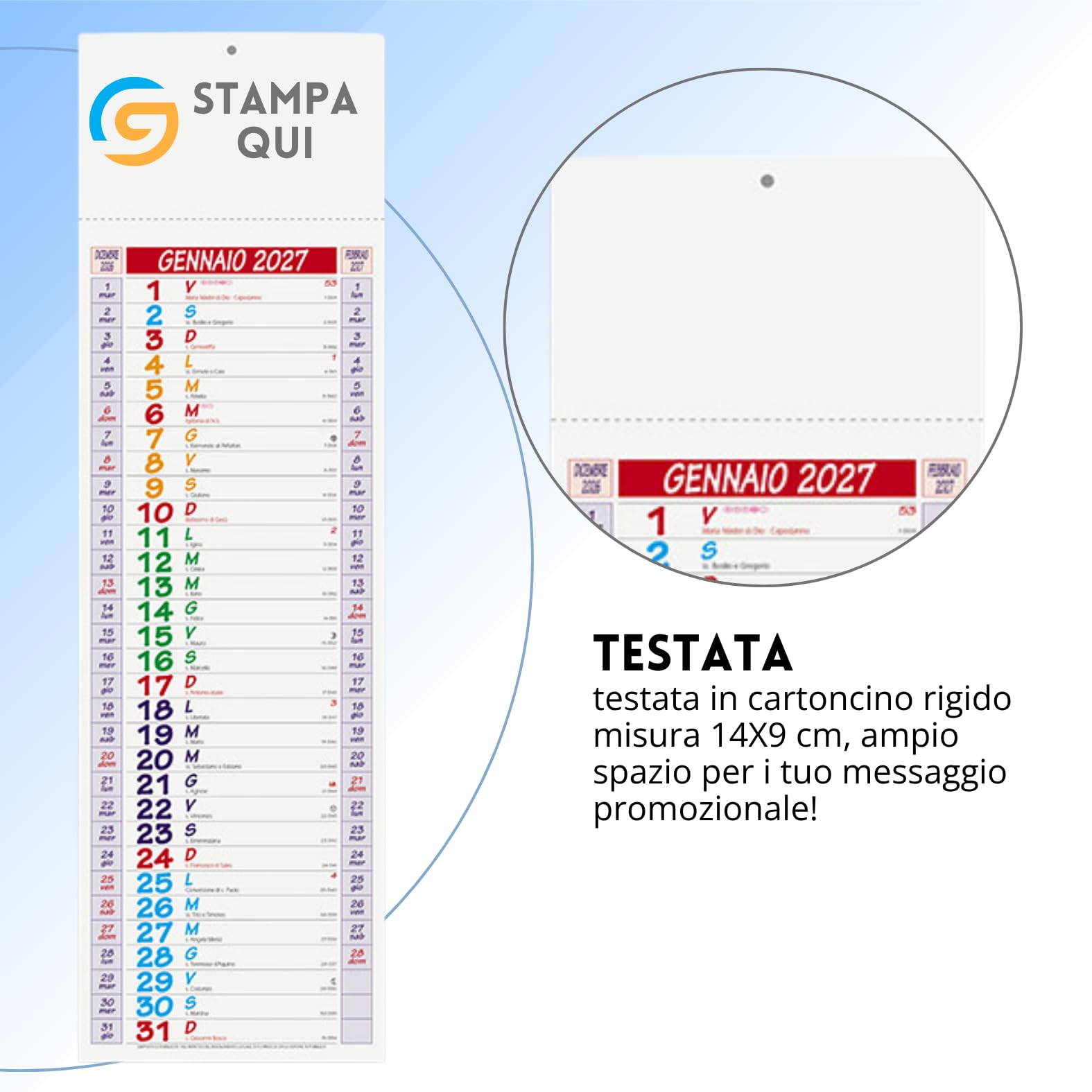 Calendari Personalizzati 2027 Stock da 100 Pezzi Olandesi da Muro per Gadget Pubblicitari di Fine Anno come Omaggio per i Clienti Regali Aziendali Cod. PA670