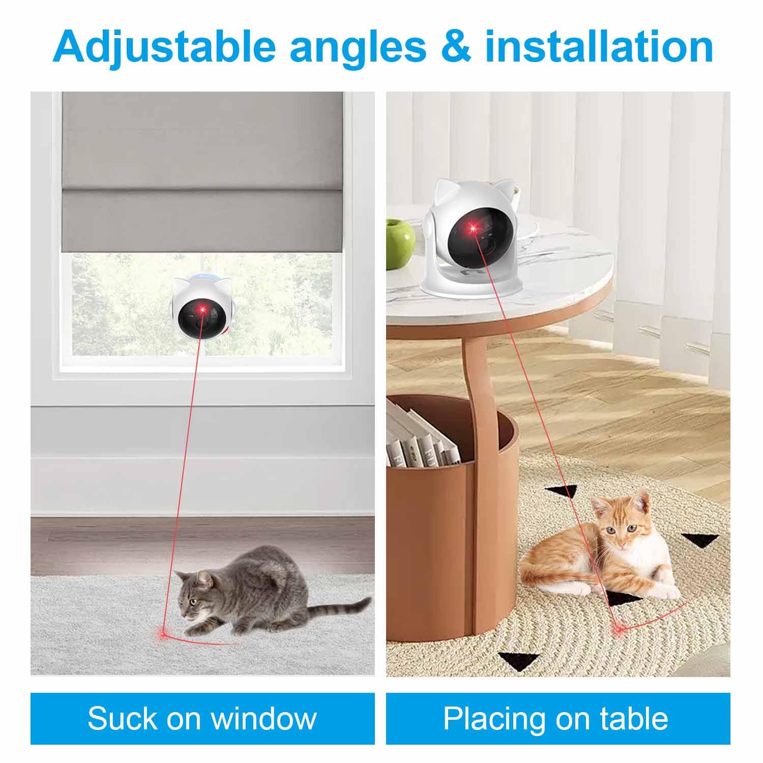 VOVIGGOL Juguete Automático Puntero para Gatos y Perros, Interactivo con USB C Recargable & Alcance Ajustable para Mascotas