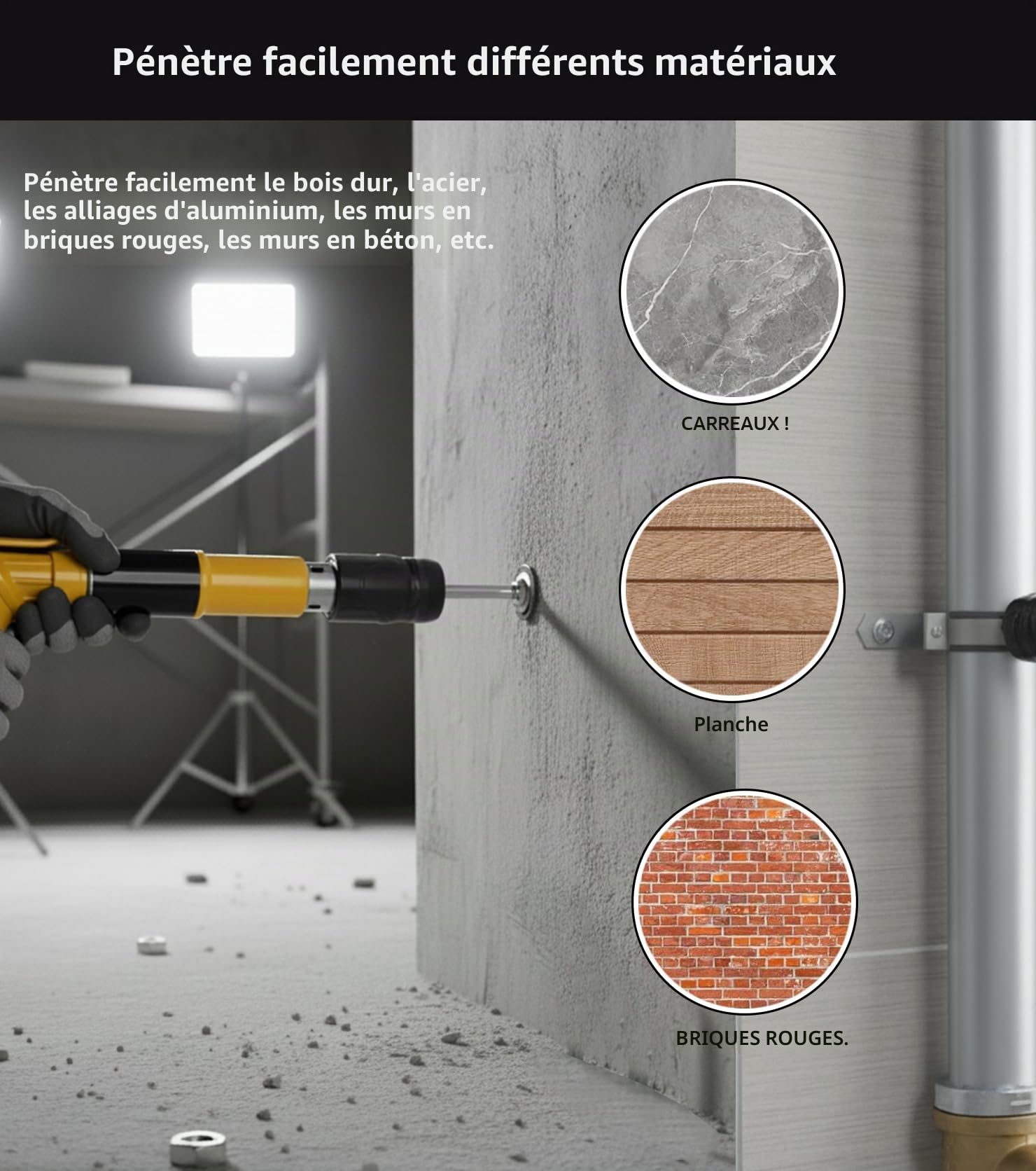 400 Pièces Clou Beton, Cloueur Beton, Clous pour 7,3 mm Cloueuse,pistolet a clou beton Loutil Parfait, clou pour pistolet à clou,pour Murale en Béton et plafonds en béton, murs,conduits
