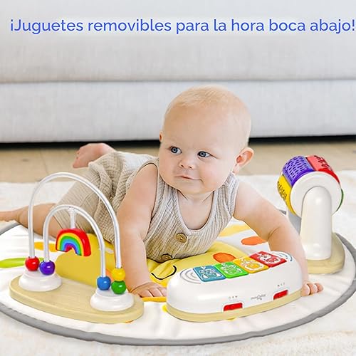 Miniatura 6 de Move2Play Centro de actividades para bebés 4 en 1 Diseño inspirado en Montessori 8 juguetes interactivos Tiempo boca abajo, Exersaucer y mesa
