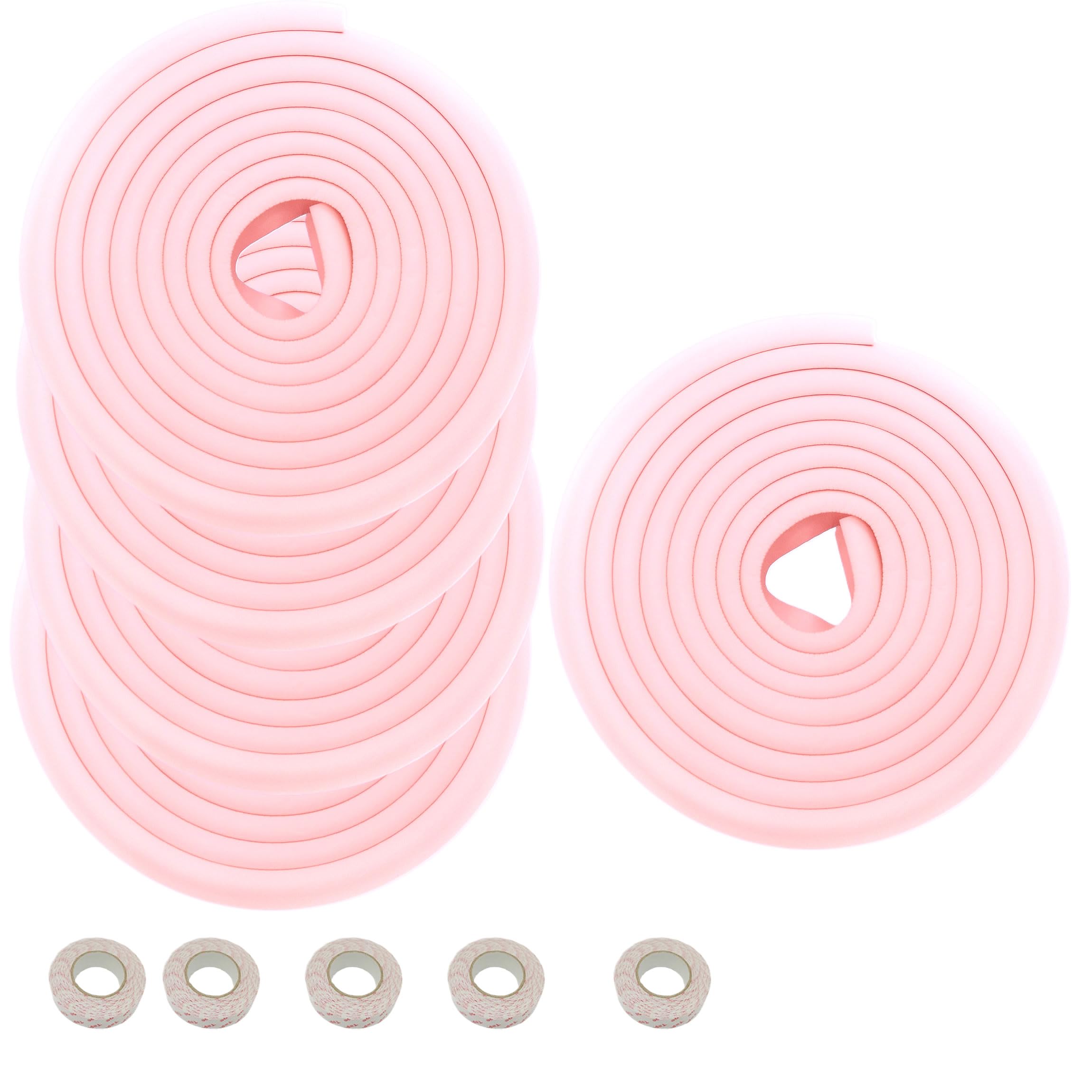 HIMRY® 25 Meter (5x5m) Kantenschutz L-förmige Schaum Kissen Extra Verdicken, Schwamm Tisch Kantenkissen Eckkissen, Kante Ecke Anti-Kollisions Baby Kinder Stoßschutz, Pink KXD7000 Pink -5X