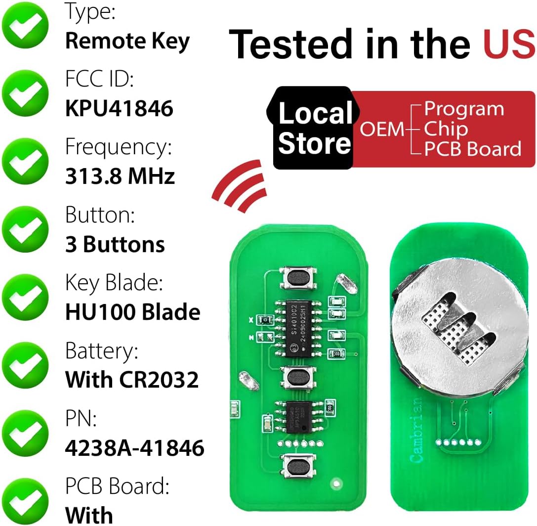 Replacement for 2004 2005 2006 2007 2008 Mazda 3 6 Key Fob Remote Control KPU41846 3 Buttons 313.8MHz