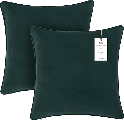 Miniatura 8 de A1HC Juego de 2 lujosas fundas de almohada de terciopelo suave y fino, solo para sofás, camas, colores vibrantes y cremallera YKK oculta. Mejora tu