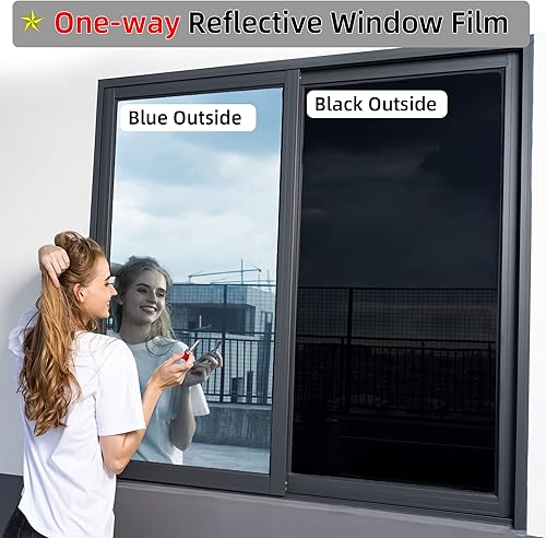 Miniatura 9 de FuFin Película de privacidad unidireccional para ventana con herramientas de instalación gratuitas, material PET de alta calidad, control de calor,