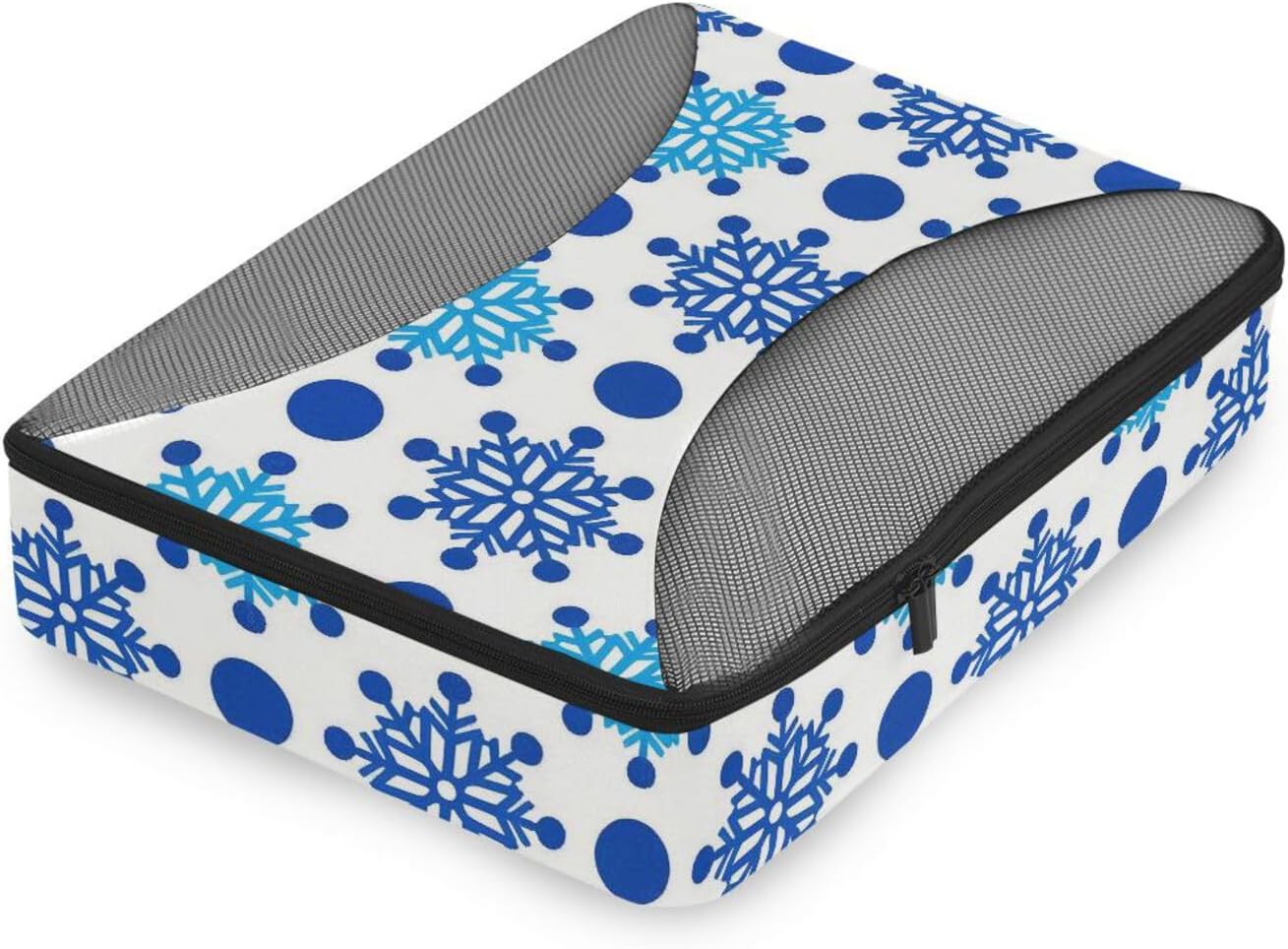 Snowflake Blue Polka Dot 4 Pcs set organizer bags set Mesh Travel Essentials portable compression packing cubes