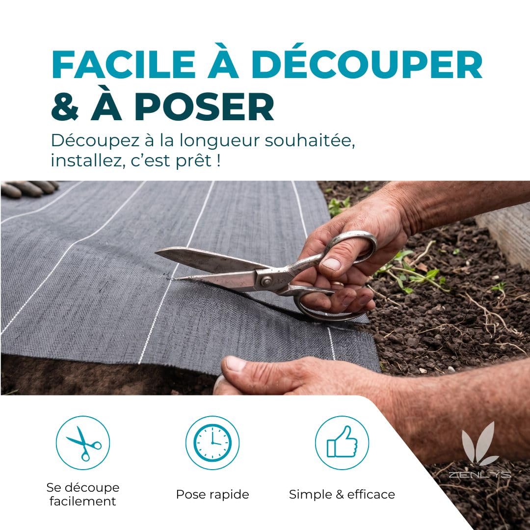 Grande Largeur 130gr m2 Toile Bache de paillage Marron tissée Anti-Mauvaises Herbes Largeur 5,15m Longueur 10m