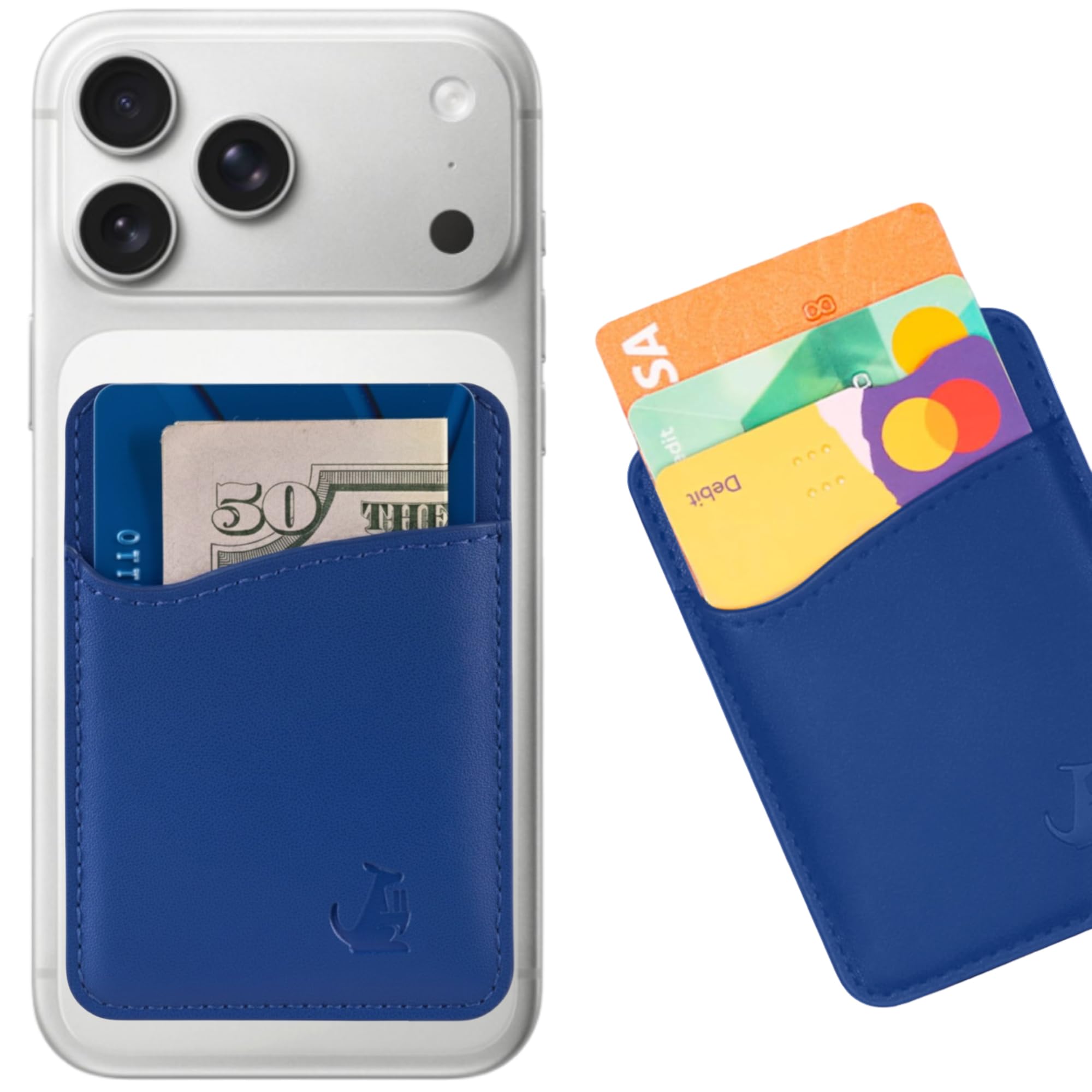 Wallaroo Premium Leather Cell Phone Wallet Stick On - Android and iPhone Wallet and Card Holder for Women and Men - Durable with Non-Slip Lining