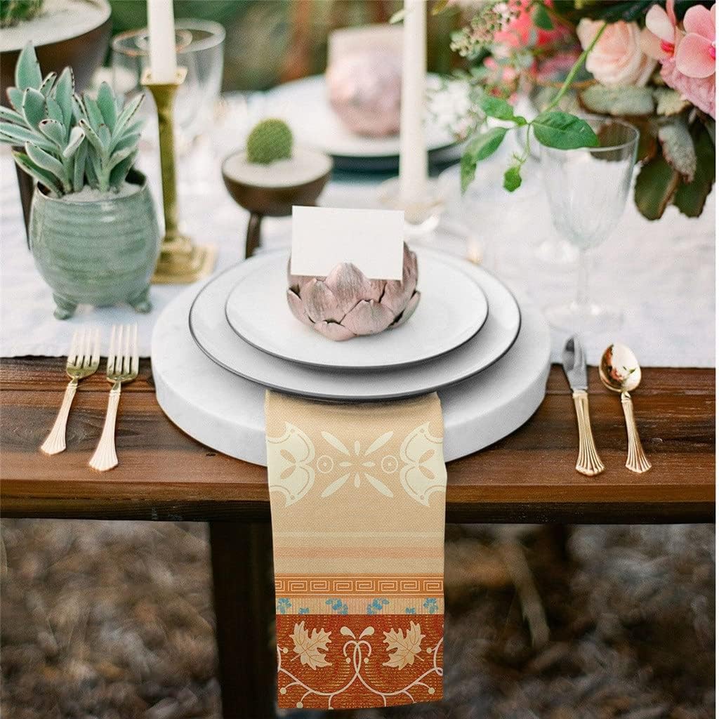 Boho Ethnic Maple Leaf Cloth Napkins Set Birthday Banquet Wedding Decor Restaurant Supplies Table(4pcs)