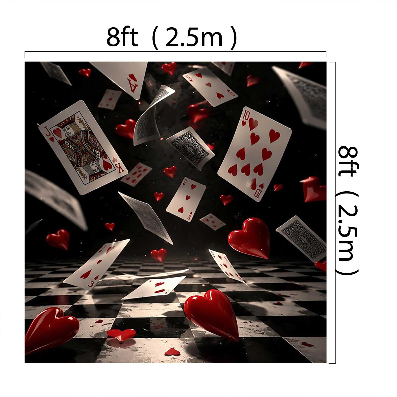 Kate carte poker cuori sfondo foto 8x8ft/2.5x2.5m carte da poker cuore