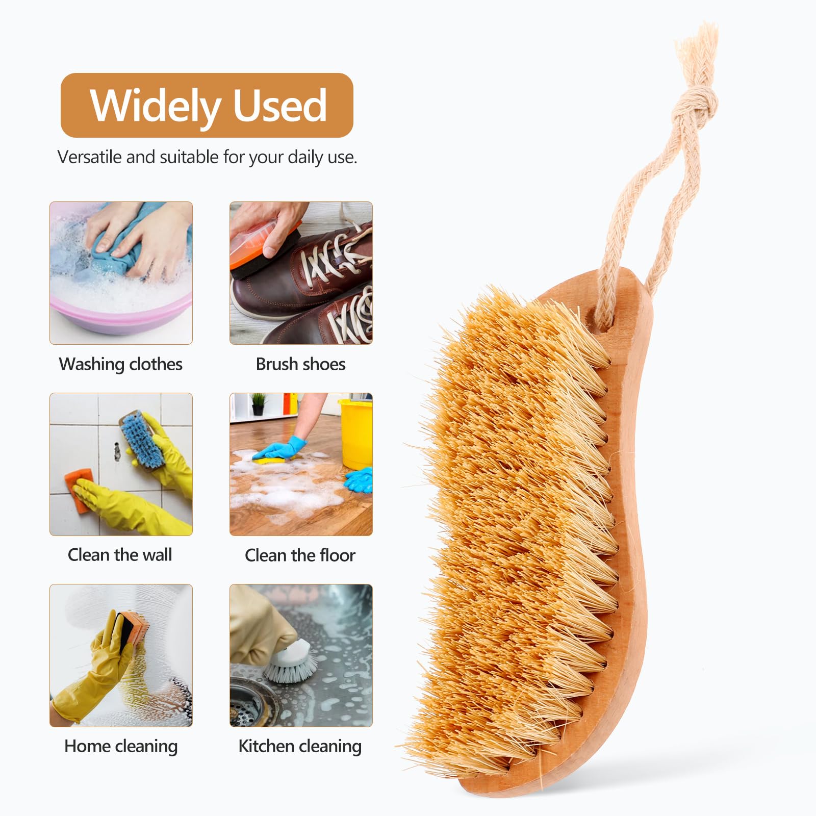 Healifty Holz-Reinigungsbürste für Kleidung, Borsten, Waschbürste, Fleckenbürste, Mehrzweck-Haushalts-Scheuerbürste für Kleidung, Unterwäsche, Schuhe, weiches Reinigungswerkzeug