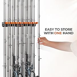 KastKing V15HD Heavy Duty Vertical Fishing Rod Holder - Wall Mounted Fishing Rod Rack, Store 15 Large Rods or Fishing Rod Combos in 18 Inches, Great Fishing Pole Holder and Rack, 1 Pack