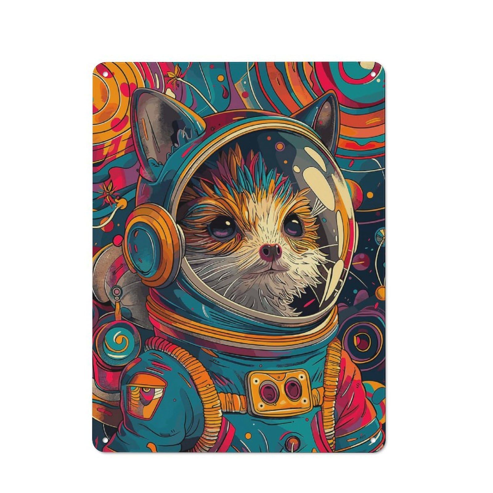 Junmoney Astronaut Hedgehog Space Rustic Metal Sign 40X30cm For Kitchen Or Home Bar, Gift For Kitchen Decor Lovers During The Christmas Season