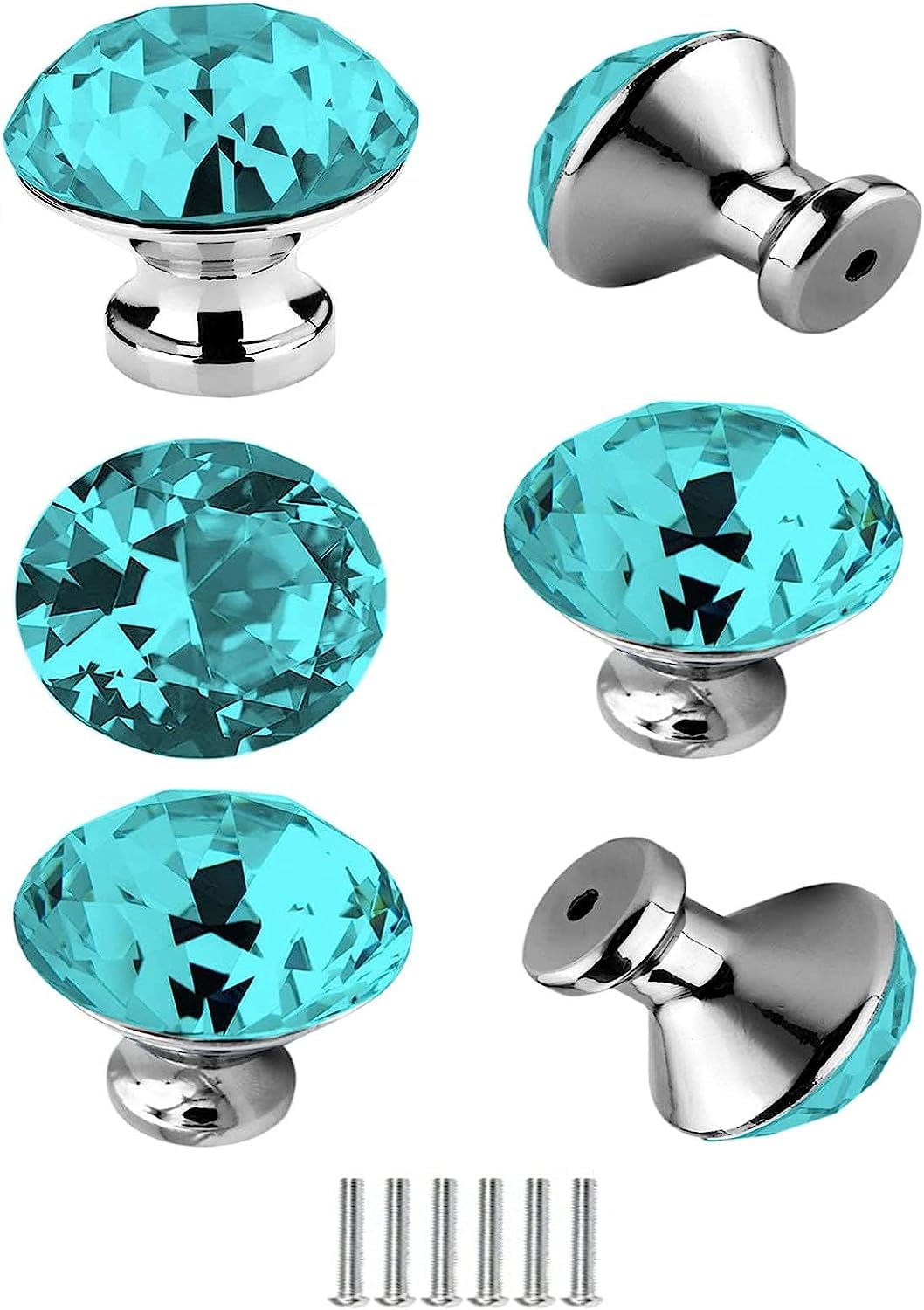 SBZIOJHDR Door Handle, 6 Pcs 30mm with Diamond Shaped Cupboard Handles with Screws for Dresser Kitchen Wardrobe Home Decorating(Blue)
