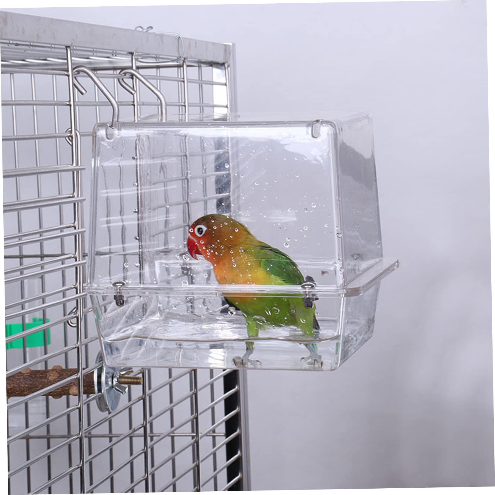 WOONEKY Bagnetto per Pappagalli da Appendere in Acrilico Resistente e Facile da Usare, Vasca da Bagno per Uccelli per Gabbia, Accessorio Pratico per Bagno degli Uccelli