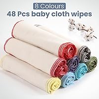 Vista 2 de Mixweer 48 toallitas de franela para bebé, reutilizables, lavables, naturales, sin blanquear, toallitas faciales suaves y resistentes, 8