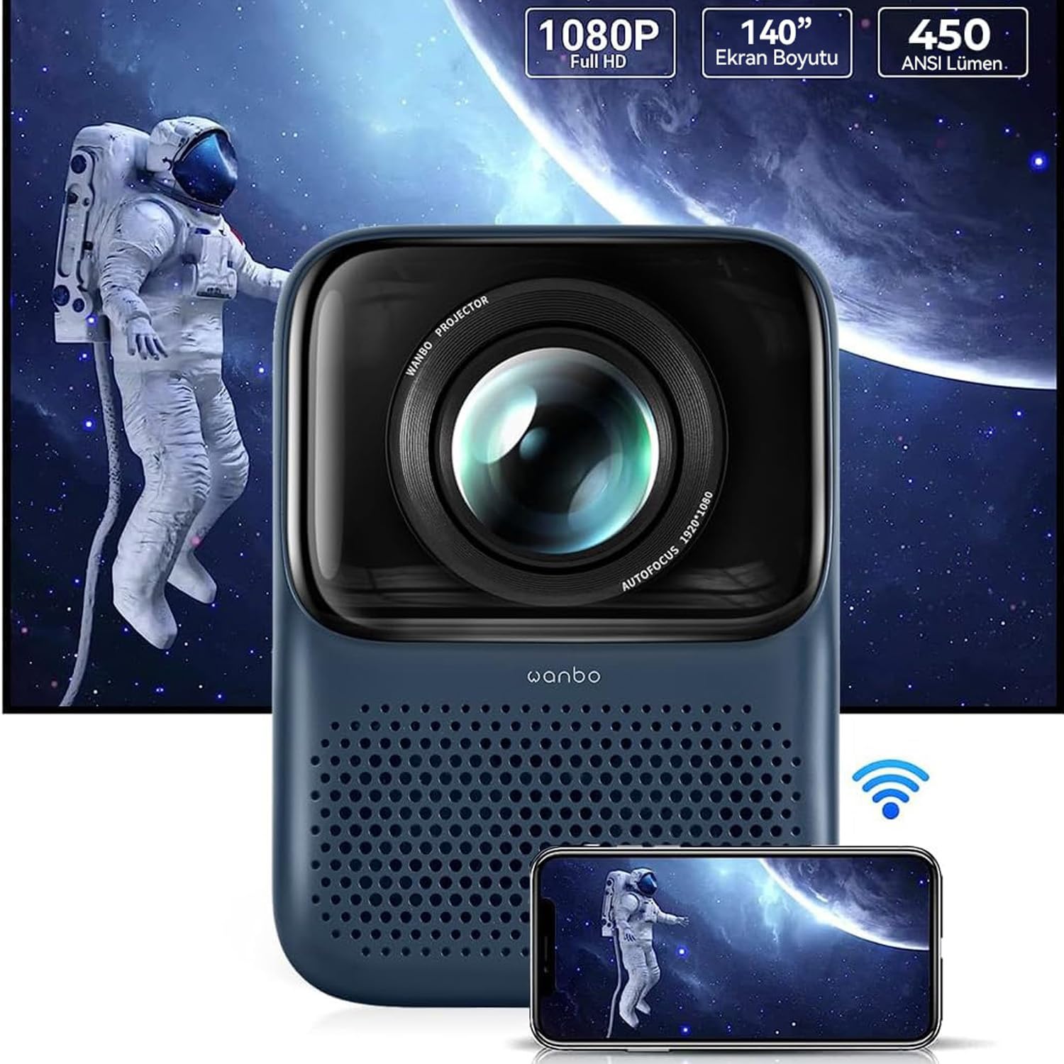WANBO T2 MAX NEW BLUE film projector 450 ANSI lumens 1920 x 1080
