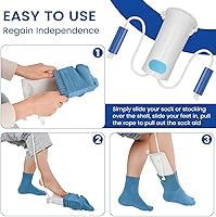 Vista 6 de Kit de ayuda para calcetines Jellas, dispositivo flexible con cuerda larga - Ayuda para calcetines fácil de poner y quitar, dispositivo para ponerse