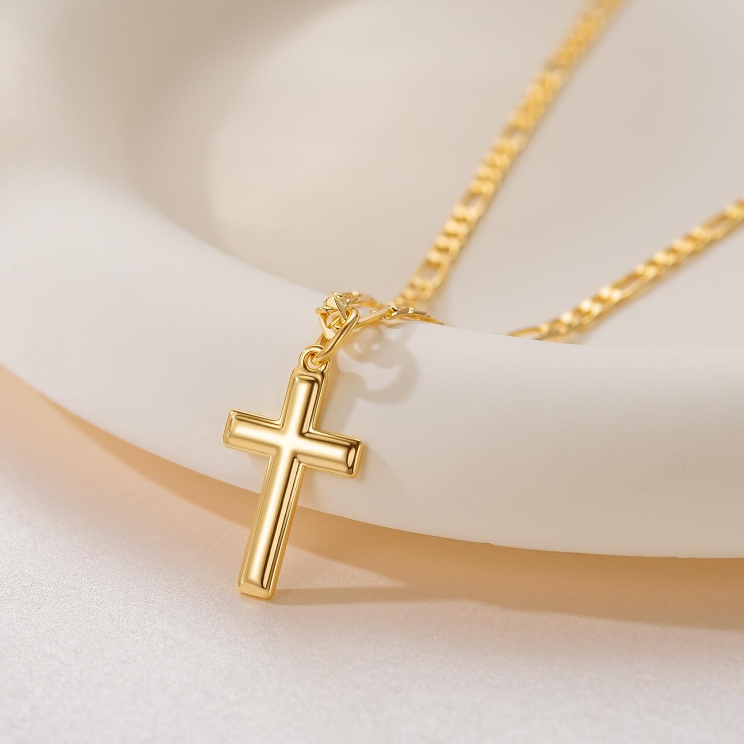Gold Cross Necklaces for Women 14K Gold Necklaces for Women Crosses Necklace for Womens Classic Simple Cross with Clean Lines Crosses Pendant for Womens Chain Necklace - Image 5