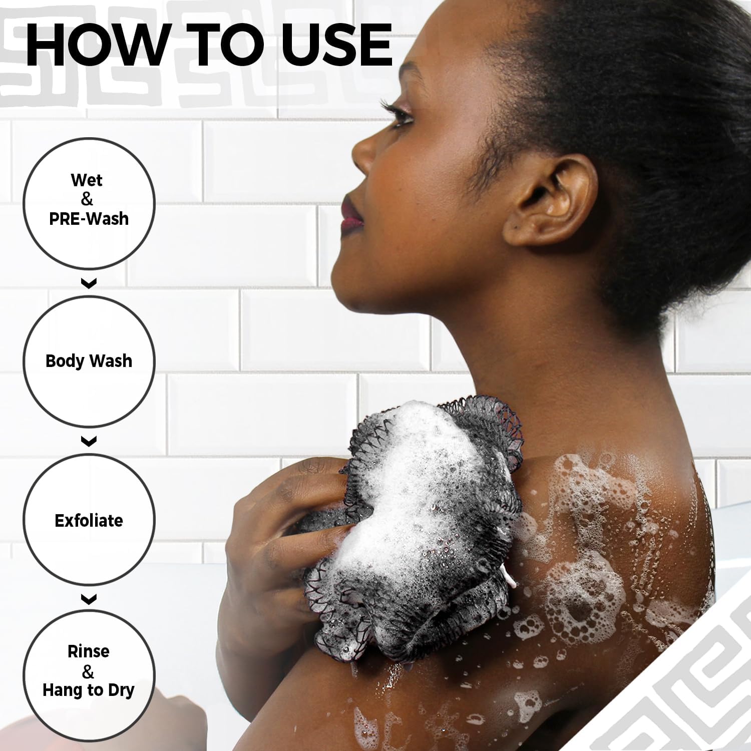 African Net Sponge Authentic - Exfoliating Back Scrub Bath Sponge with Knots - Afro Scrub Body Scrubber Exfoliator Washcloth - African Body Care Daily Use Shower Essentials image 4