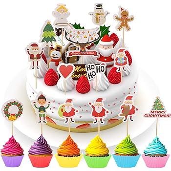 Topper De Gateau Noel Licorne Cupcake Toppers Wrappers Pour Les