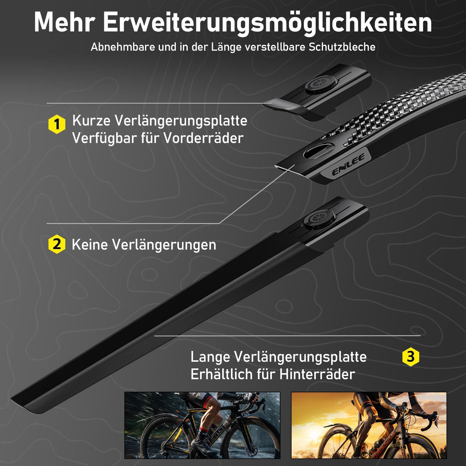 Aolawco Fahrrad Schutzblech Set, Universelles Schutzbleche Mountainbike mit Schnellverschluss, Verstellbarer Spritzschutz Fahrrad für Vordere und Hintere Mountainbike Rennrad Laufräder(Schwarz) Sport & Freizeit