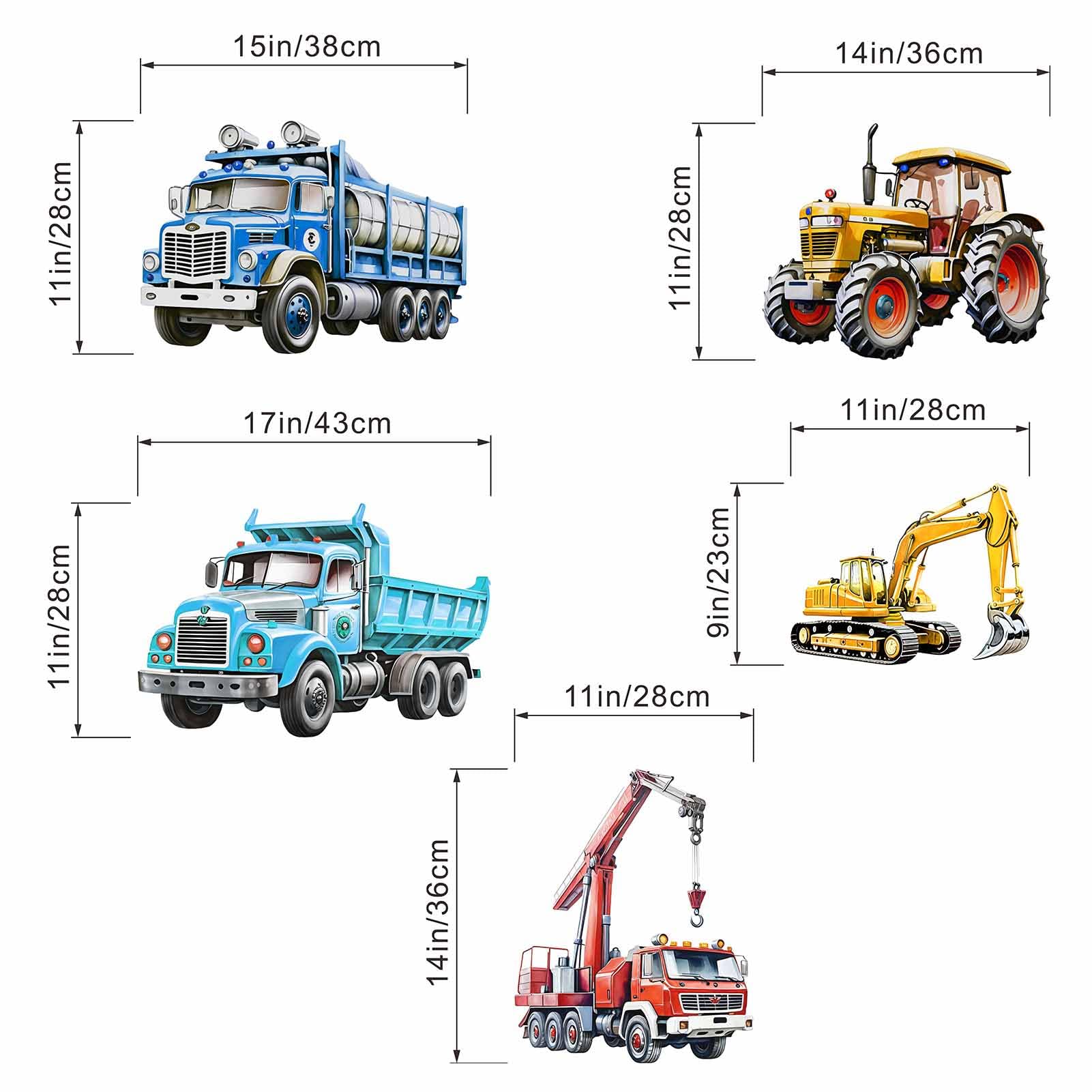 Car Wall Stickers for Boys Bedroom: Baby Nursery Playroom Wall Decals - Peel and Stick Kids Truck Construction Tractor Vehicle - Image 4