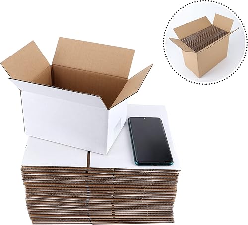 Miniatura 4 de Hoikwo Juego de 25 cajas de envío pequeñas blancas de 7 x 5 x 4 pulgadas, cajas de cartón resistentes para pequeñas empresas para envíos de embalaje