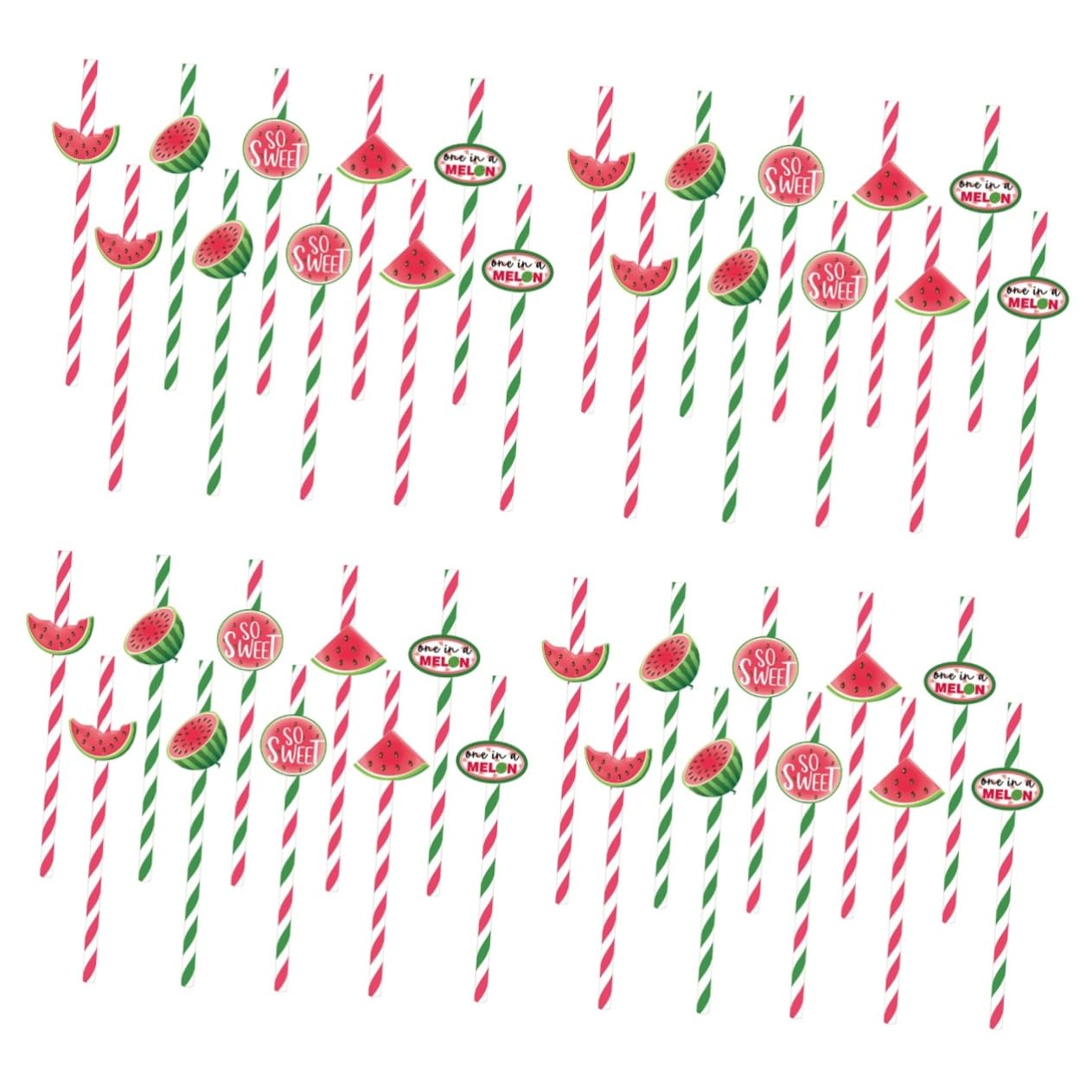 Didiseaon 4 Juegos De Pajitas De Papel Reutilizables Con Temática De Sandía Estilo Hawaiano Decorativas Para Fiestas Y Cócteles 40 Unidades.