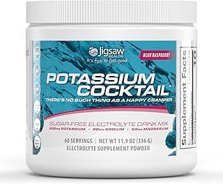 Jigsaw Health Potassium Cocktail | Formerly Pickleball Cocktail | Blue Raspberry Flavor | 60 Servings (Jar)