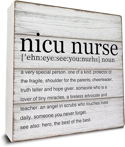 Nicu Nurse Gift Nicu Nurse Definition Art - Caja de madera para enfermera, letrero decorativo de madera para oficina en casa, estante de mesa de