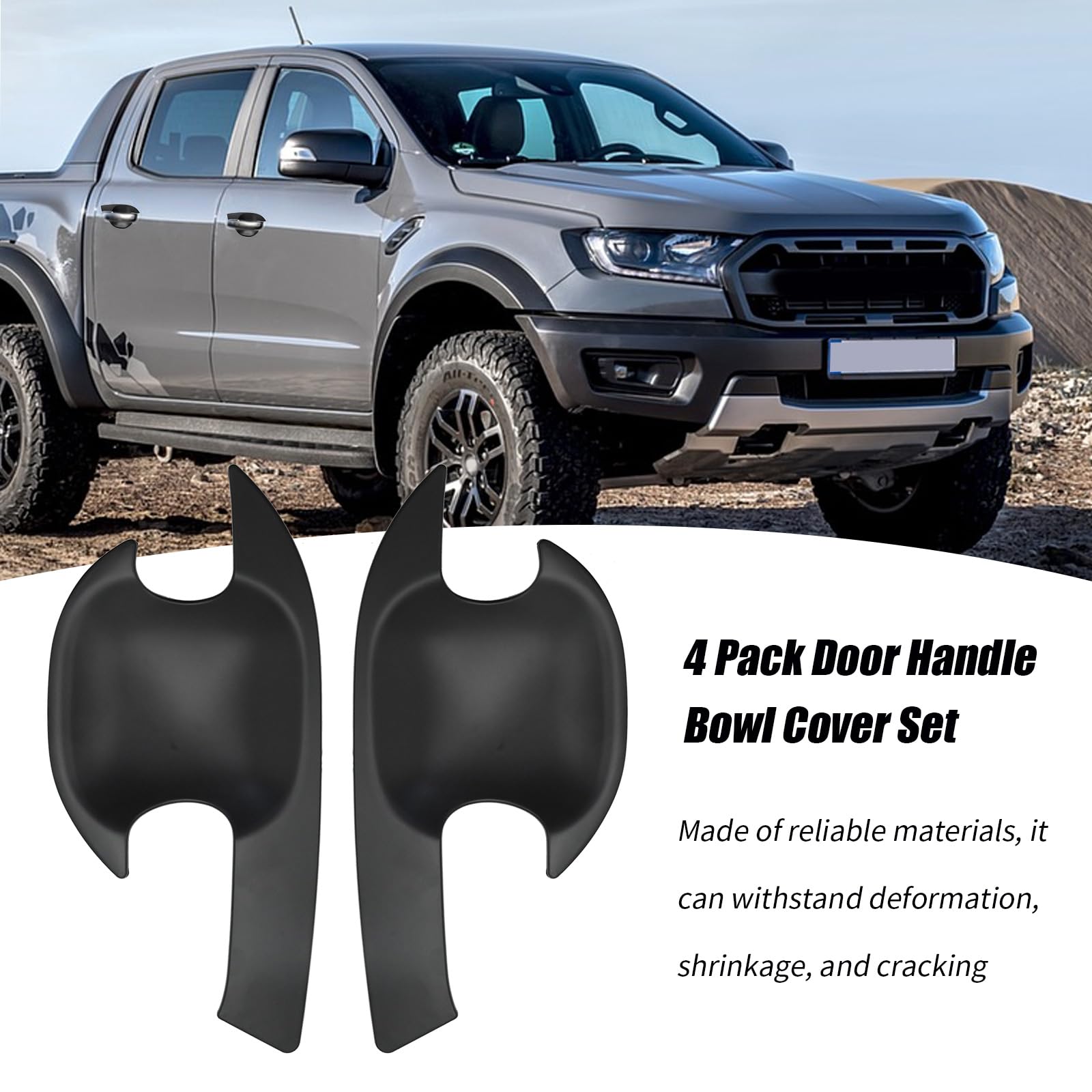 Zestaw 4 pokrowców na klamki do drzwi, wodoodporne osłony do Ford Ranger 2012-2022 Everest 2015-2022 Ranger Raptor 2015-2022