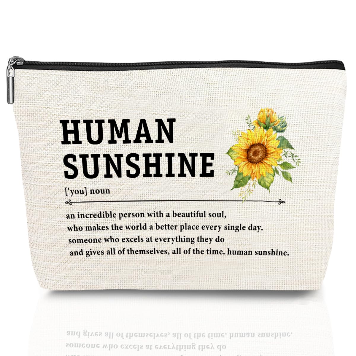Human Sunshine Noun Makeup Bag Inspirational Thank You Gifts Funny Office Supplies Office Gifts for Women Coworker Colleagues Friend Teacher Nurse