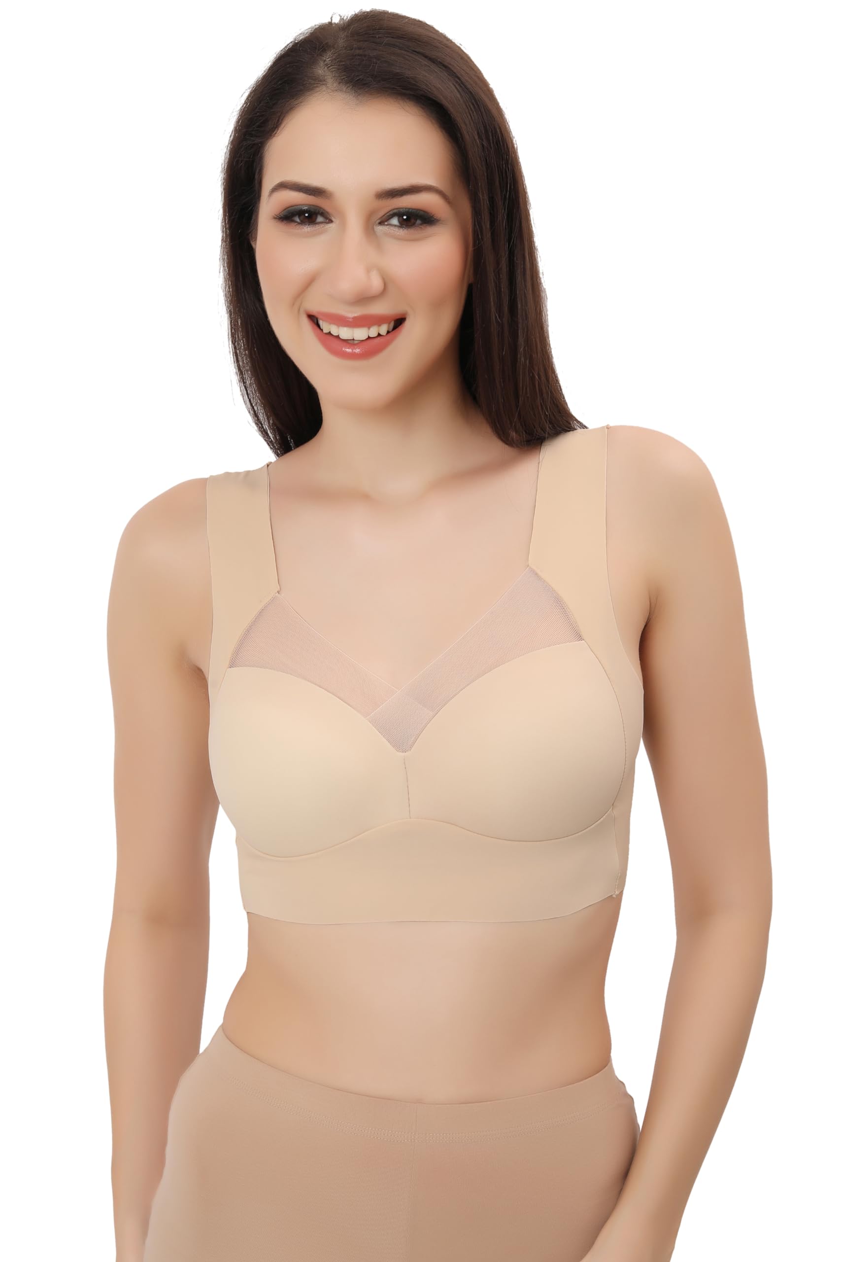 fabluk Supreme Comfort Silk Smooth Bra, Seamless,Running,Shockproof Brassiere Top, Comfortable & Breathable, Double Padded with Support,Push Up Bra, L-3XL-picture-18