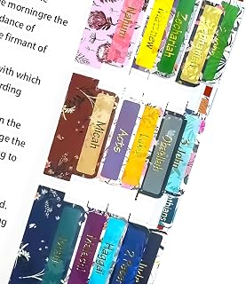 Bible Tabs Bible Study Supplies Pink Floral Gold Font for Women with Notes and Tabs Bible Accessories, Remove & Replace Bible Index Tabs 66 Bible Tabs and 9 Blank Tabs(75 Tabs)