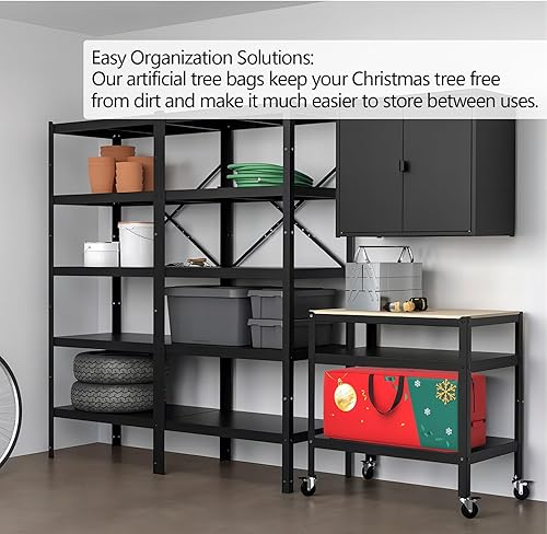 Miniatura 6 de Nueva actualización bolsa de almacenamiento para árbol de Navidad, poliéster 600D Oxford resistente de 7.5 pies con apertura amplia, asas reforzadas