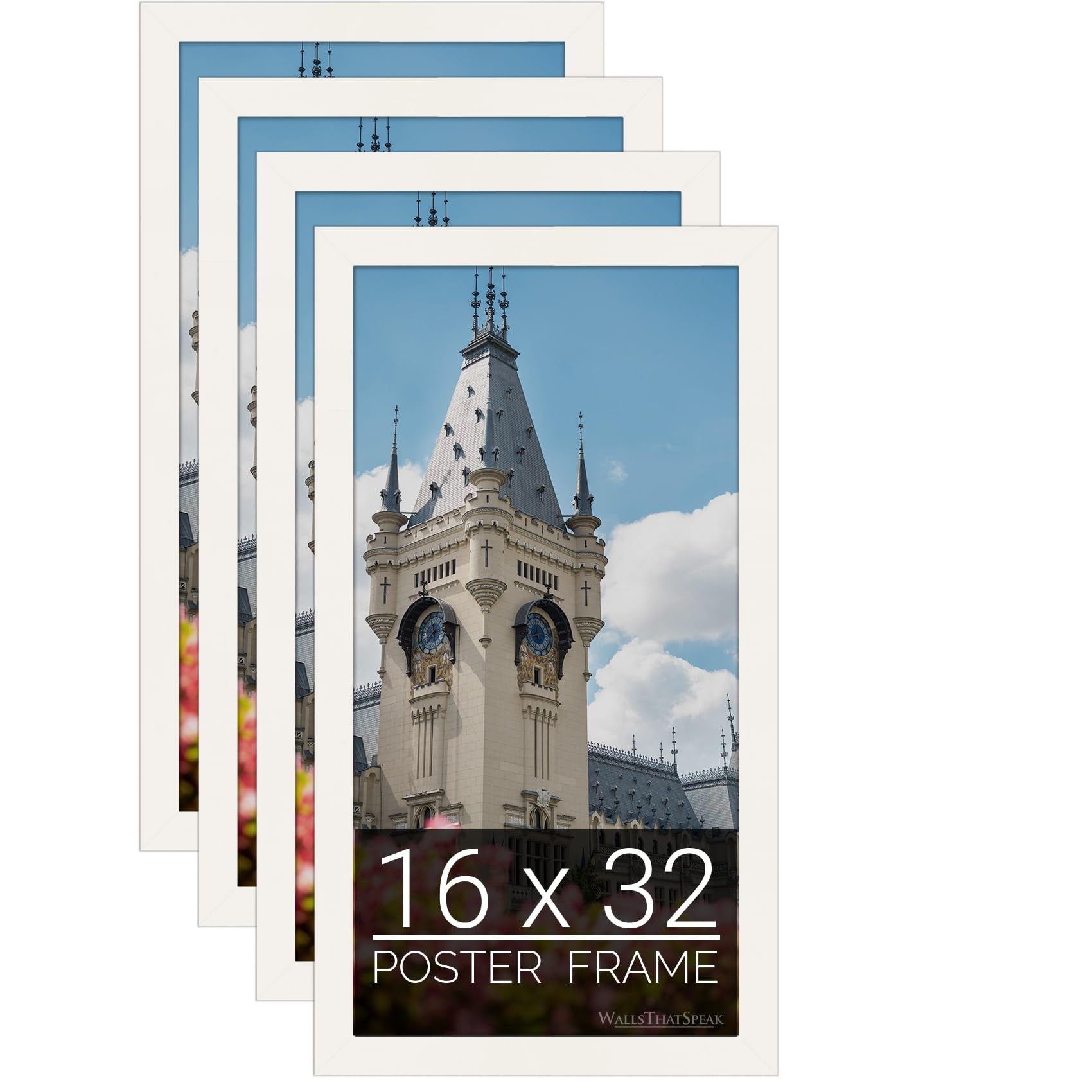 wallsthatspeak 16x32 white Picture Frame for Puzzles Posters Photos or Artwork, Set of 4