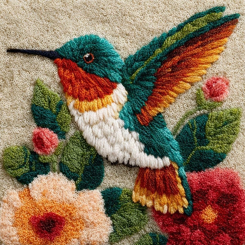 Henypt Latch Hook Kits Pillowcase Flowers and Birds